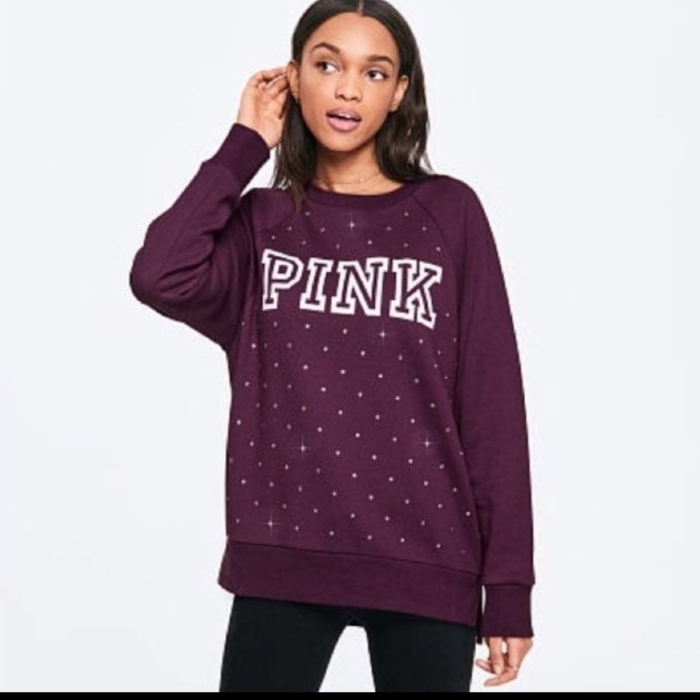 Vs pink burgundy bling crew leggings pullover sweatshirt